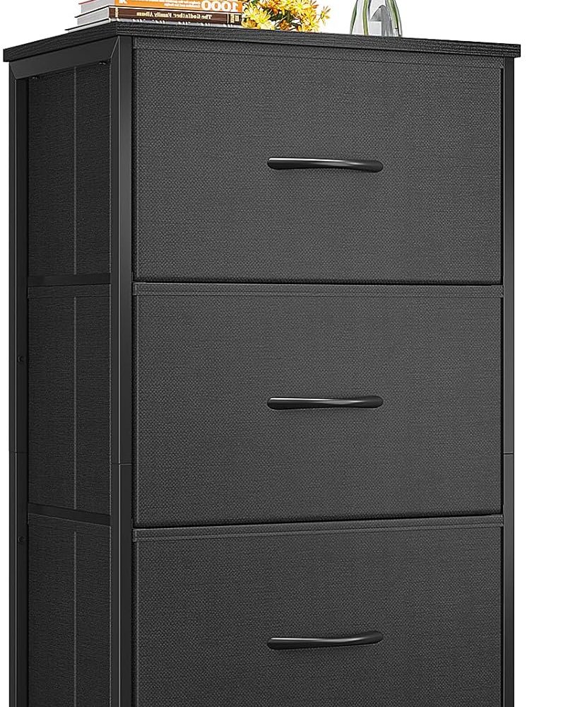 AODK Dresser for Bedroom Nightstand Small Dressers Chest of Drawers End Table for Living Room, Closet Dresser with 3 Storage Drawers Organizer Clothes, Black